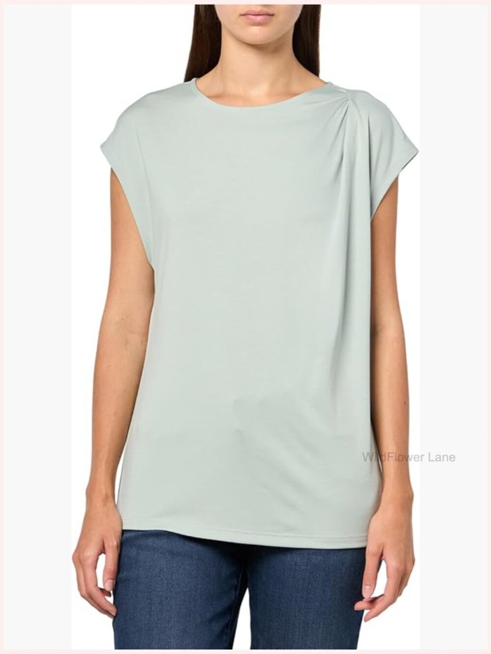Cap Sleeve Asymmetrical Pleat Blouse Woven Top